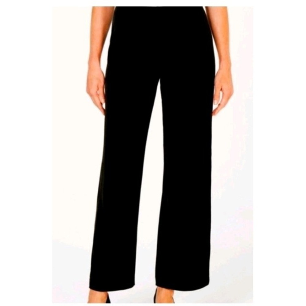 NWT Alfani Women's Black Velvet Wide-Leg Comfort Waist Pants Sz PS